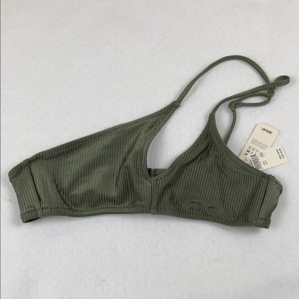 Aerie Shine Rib One Shoulder Bandeau Bikini Top Sz S (S1) - Picture 5 of 9